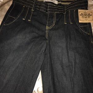 Route 66- dark blue wide,stretch denim pants/jeans